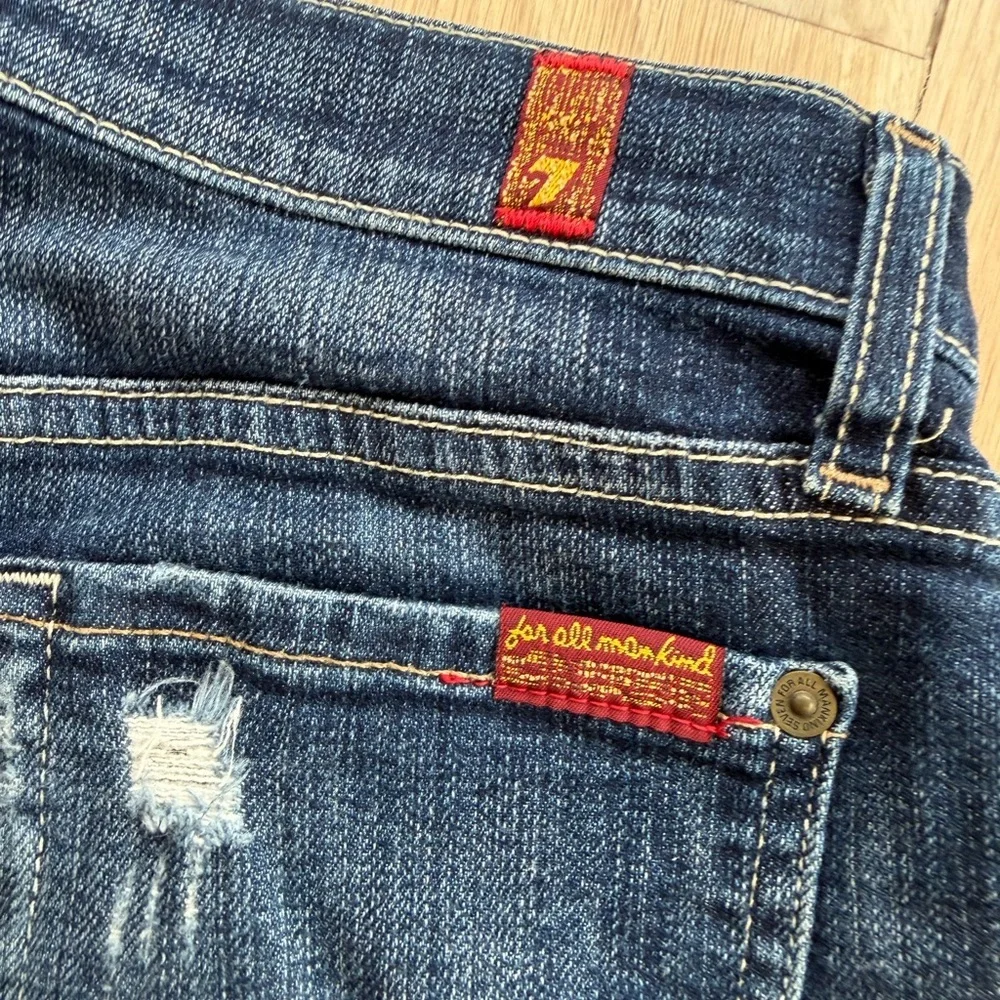 7 For All Mankind Dark Blue Mid Rolled Cuff Denim Shorts - Size 26 -
